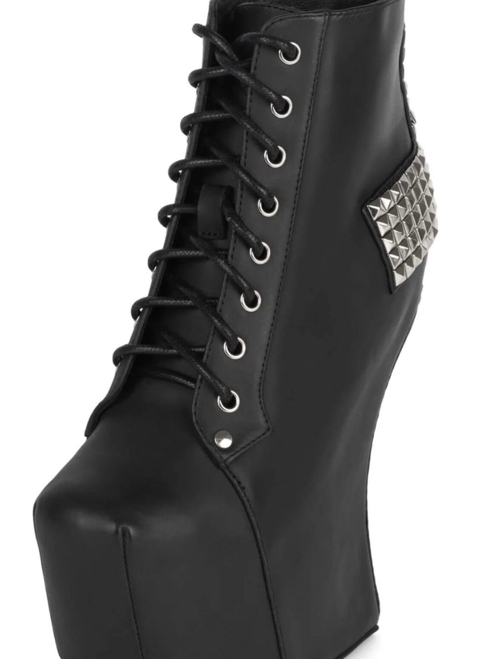 Jeffrey Campbell Black Holy Stud Lace-Up Platform wedge Boots - Picture 8 of 9